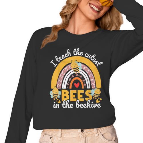 I Teach The Cutest Bees In The Beehive Teachers Day Women Long Sleeve T-Shirt - teacherstshirts.com DE