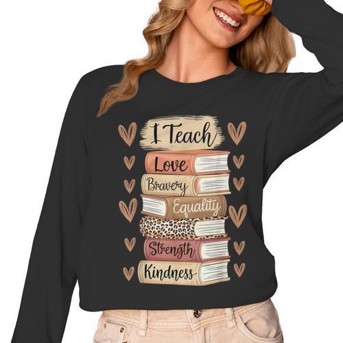 I Teach History Month Black Teacher Melanin Women Long Sleeve T-Shirt - teacherstshirts.com UK