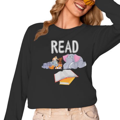 Teacher Library Read Book Club Piggie Elephant Pigeons Men Women Kids Women Long Sleeve T-Shirt - teacherstshirts.com AU