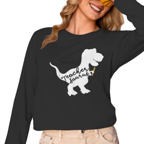 Teacher Saurus T Shirt For Men And Women Women Long Sleeve T-Shirt - teacherstshirts.com DE