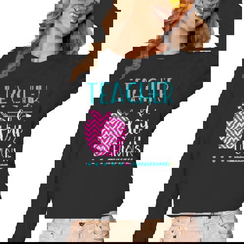 Teacher Of Tiny Humans Preschool Pre K Kindergarten Teacher Women Long Sleeve T-Shirt - teacherstshirts.com