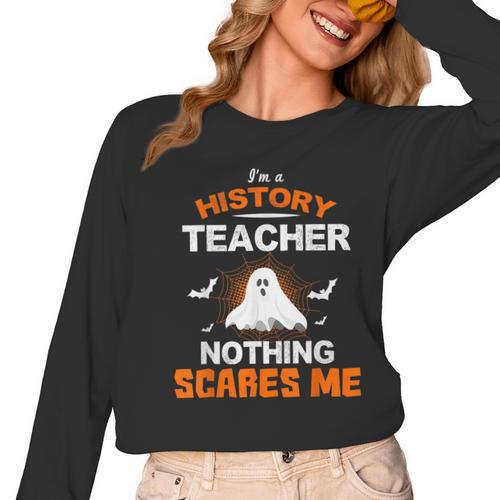 History Teacher School Shirt Halloween Educator Men Women Kids Women Long Sleeve T-Shirt - teacherstshirts.com