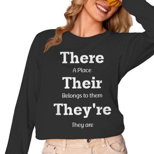 Vocabulary Police Their There They'Re English Teacher Women Long Sleeve T-Shirt - teacherstshirts.com UK