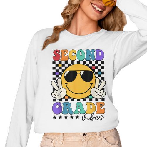 2nd Grade Teacher Shirts First Day Second Grade Shirt Girls Women Long Sleeve T-Shirt - teacherstshirts.com UK
