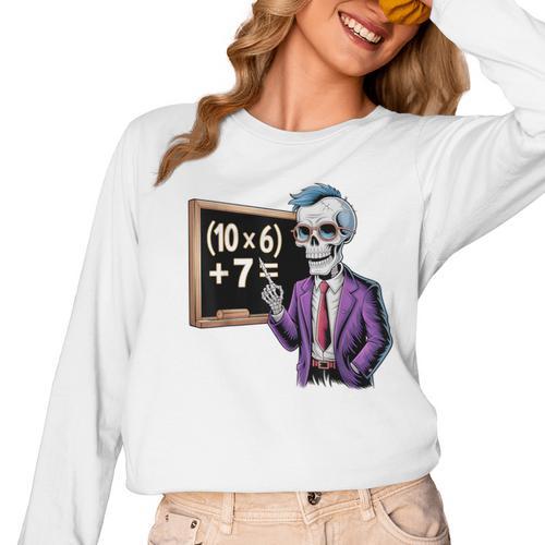 67 Math Teacher Meme Brainrot Six Seven Halloween Equation Women Long Sleeve T-Shirt - teacherstshirts.com AU