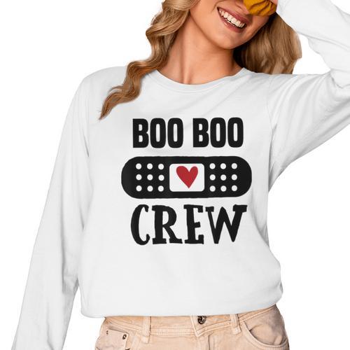 Boo Boo Crew First Aid School Nurse Day Care Teacher Women Long Sleeve T-Shirt - teacherstshirts.com