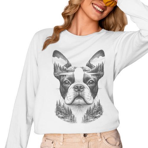 Boston Terrier Dog Bostie Nature Memorial Idea Men Women Women Long Sleeve T-Shirt - Bostonterriersmerch.com UK