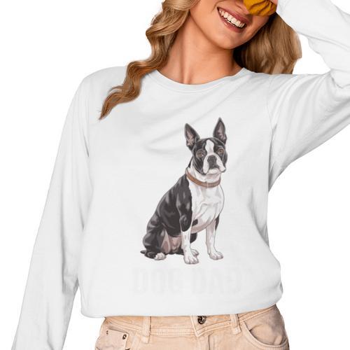 Boston Terrier Dog Dad Boston Terrier Dog Lovers Women Long Sleeve T-Shirt - Bostonterriersmerch.com