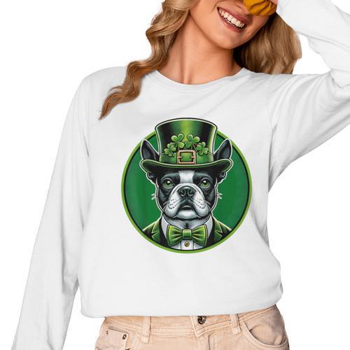 Boston Terrier Dog St Patricks Day Irish Pet Lover Men Women Kids Women Long Sleeve T-Shirt - Bostonterriersmerch.com