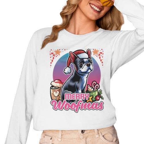 Boston Terrier Santa Claus Coffee Mug Merry Christmas Dogs Women Long Sleeve T-Shirt - Bostonterriersmerch.com