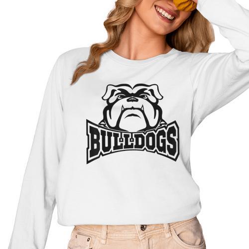 Bulldogs Teacher Student School Sports Fan Team Spirit Women Long Sleeve T-Shirt - teacherstshirts.com CA