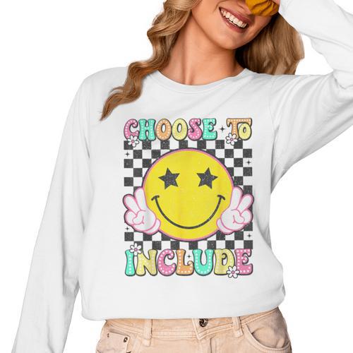 Choose To Include Special Education Teacher Autism Awareness Women Long Sleeve T-Shirt - teacherstshirts.com UK