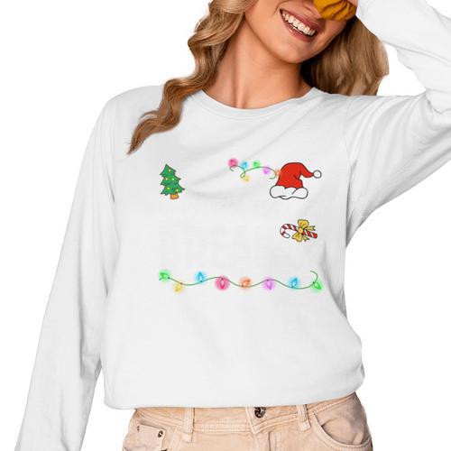 Is It Christmas Break Yet Teacher Xmas Light Santa Hat Women Long Sleeve T-Shirt - teacherstshirts.com AU