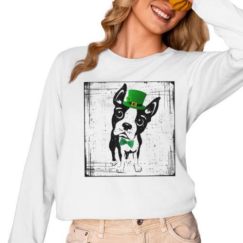 Cool Saint Patrick's Boston Terrier T Shirt For Dogs Lovers Women Long Sleeve T-Shirt - Bostonterriersmerch.com