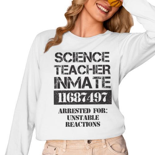 Halloween Science Teacher Prisoner Costume Women Long Sleeve T-Shirt - teacherstshirts.com AU