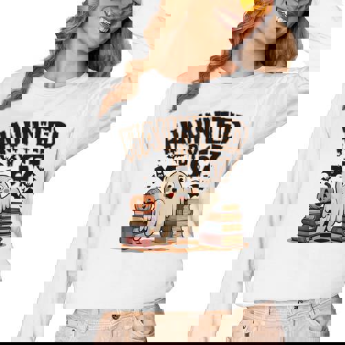 Haunted By 67 Teacher Ghost Pumpkin Halloween Costum Women Long Sleeve T-Shirt - teacherstshirts.com