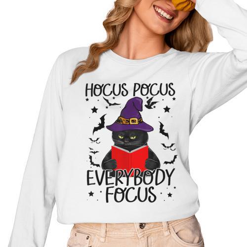 Hocus Pocus Everybody Focus Halloween Teacher For Men Women Women Long Sleeve T-Shirt - teacherstshirts.com DE