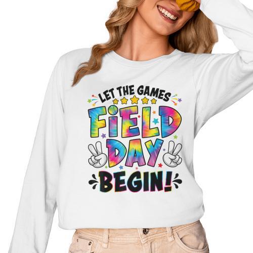 Let The Games Field Day Begin Tie Dye Adults Teacher Kids Women Long Sleeve T-Shirt - teacherstshirts.com DE