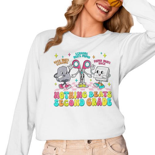 Nothing Beats 2nd Second Grade Back To School Teacher Kids Women Long Sleeve T-Shirt - teacherstshirts.com DE
