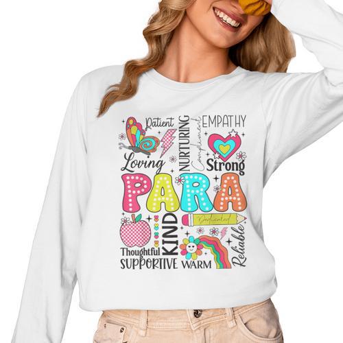 Para Paraprofessional Paraeducator Teacher Back To School Women Long Sleeve T-Shirt - teacherstshirts.com CA
