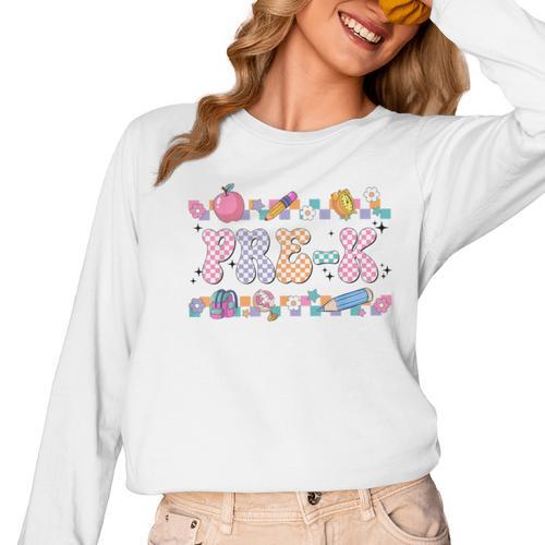 Pre-K Back To School Teachers Kids 1st Day Of School Women Long Sleeve T-Shirt - teacherstshirts.com AU
