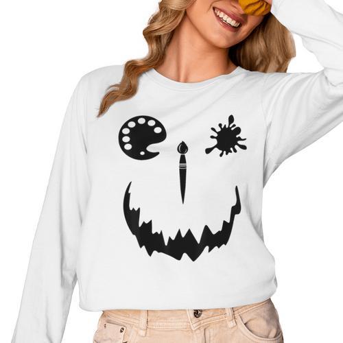 Pumpkin Artist Halloween Art Teacher Women Long Sleeve T-Shirt - teacherstshirts.com UK