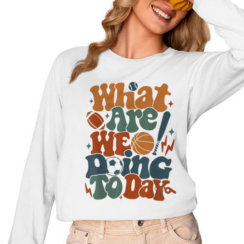 Retro PE Teacher What Are We Doing Today School Coach Women Women Long Sleeve T-Shirt - teacherstshirts.com UK