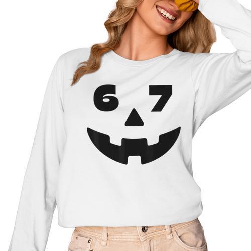 Six Seven Halloween Costume For Students Teachers 6 7 Women Long Sleeve T-Shirt - teacherstshirts.com AU