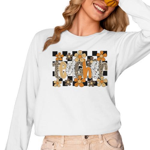 Teacher Appreciation Boho Floral Leopard Checkered Women Long Sleeve T-Shirt - teacherstshirts.com AU