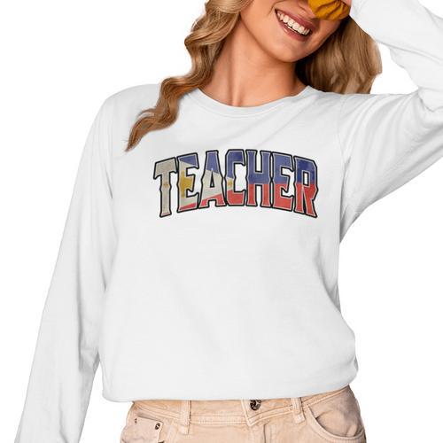 Teacher Filipino Vintage Heritage DNA Flag Women Long Sleeve T-Shirt - teacherstshirts.com CA