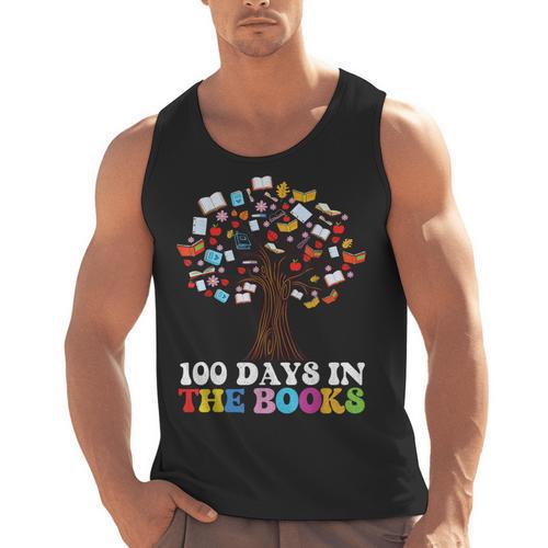 100 Days In The Books Reading Teacher 100th Day Of School Men Tank Top - teacherstshirts.com
