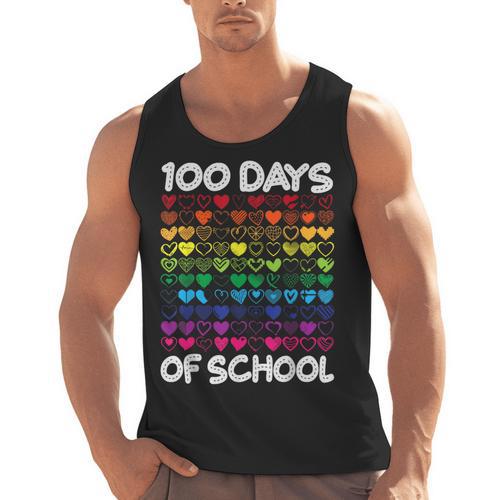 100 Days Of School Heart Love Teacher Or Student 100th Day Men Tank Top - teacherstshirts.com AU
