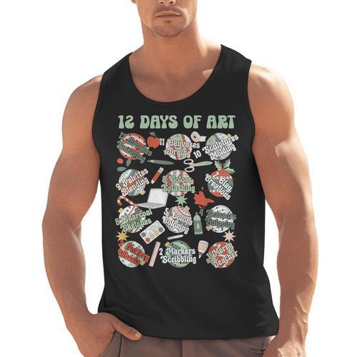 12 Days Of Art Teacher Christmas Artists Painter Educational Men Tank Top - teacherstshirts.com AU