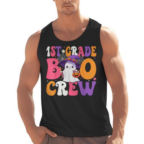 1st Grade Boo Crew Halloween First Grade Halloween Teacher Men Tank Top - teacherstshirts.com AU