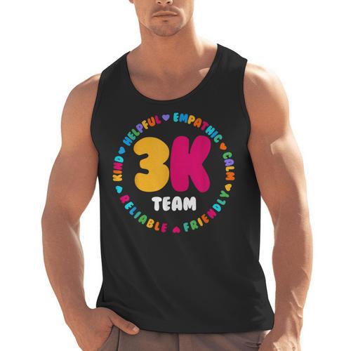 3K Team & Teacher Squad Threes Crew PreK Elementary Team Men Tank Top - teacherstshirts.com