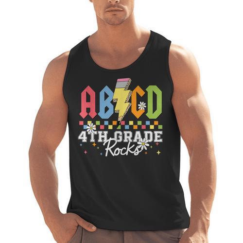 4th Grade Rocks ABCD Back To School Rock Teachers Men Tank Top - teacherstshirts.com AU