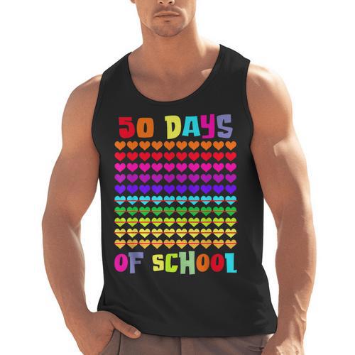50 Days Of School Hearts Teacher Happy 50th Day Of School Men Tank Top - teacherstshirts.com AU