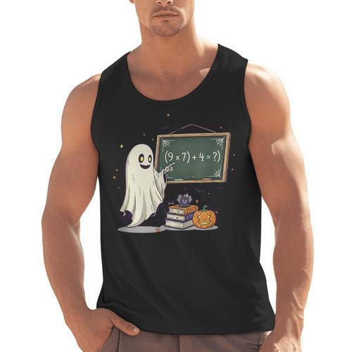67 Teacher Halloween Ghost Six Seven Meme Math Joke Men Tank Top - teacherstshirts.com AU