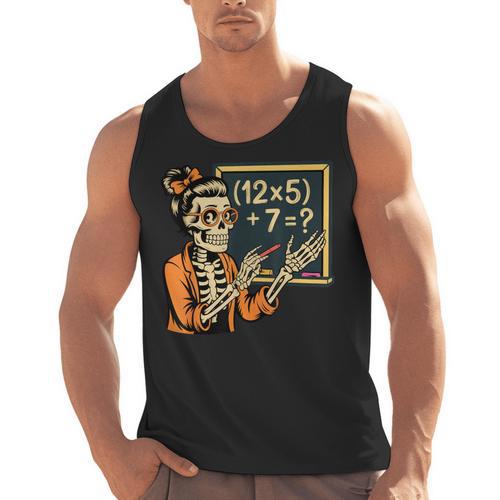 67 Teacher Halloween Skeleton Men Tank Top - teacherstshirts.com