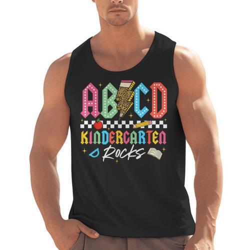ABCD Kindergarten Rocks Pencil Lightning Teachers Rock Boys Men Tank Top - teacherstshirts.com CA