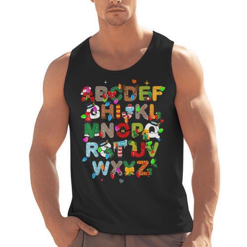 ABCs Learning Kindergarten Teacher Christmas Lights Alphabet For Men Women Kids Men Tank Top - teacherstshirts.com UK