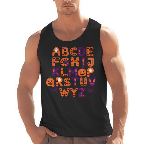 ABCs Learning Kindergarten Teacher Halloween Alphabet Men Tank Top - teacherstshirts.com AU