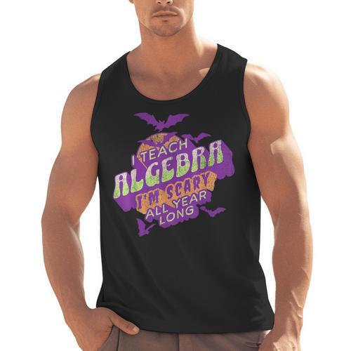 Algebra Teacher Halloween Spooky Ghost Math Mathematics Grad Men Tank Top - teacherstshirts.com