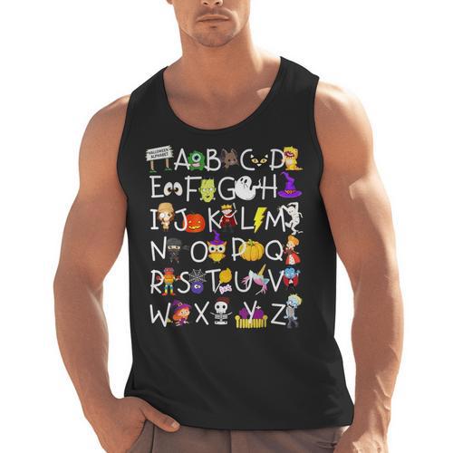 Alphabet ABCs Halloween Characters Kindergarten Teacher Kids Men Tank Top - teacherstshirts.com DE