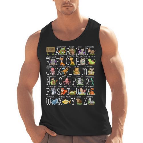 Alphabet Animals Back To School Pre-K Kindergarten Teacher Men Tank Top - teacherstshirts.com