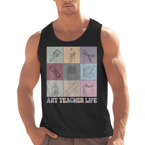 Art Teacher Life Retro Groovy Teaching Future Artists Men Tank Top - teacherstshirts.com AU