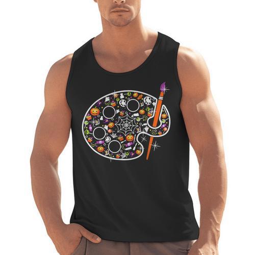 Art Teacher Pumpkin Scary Halloween Costume Men Women Men Tank Top - teacherstshirts.com