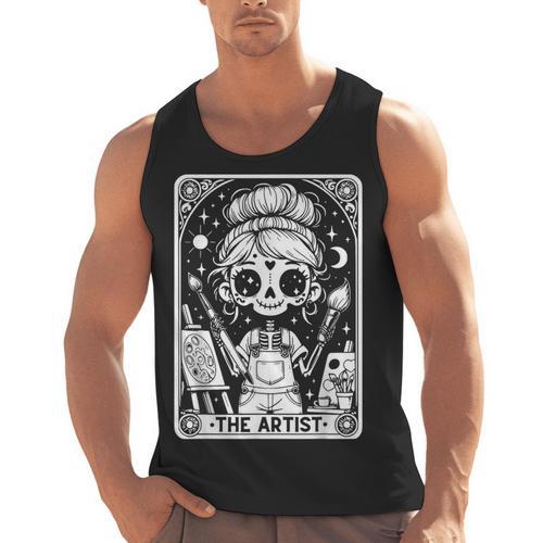 Artist Tarot Card Skeleton Painter Art Teacher Witchy Men Tank Top - teacherstshirts.com