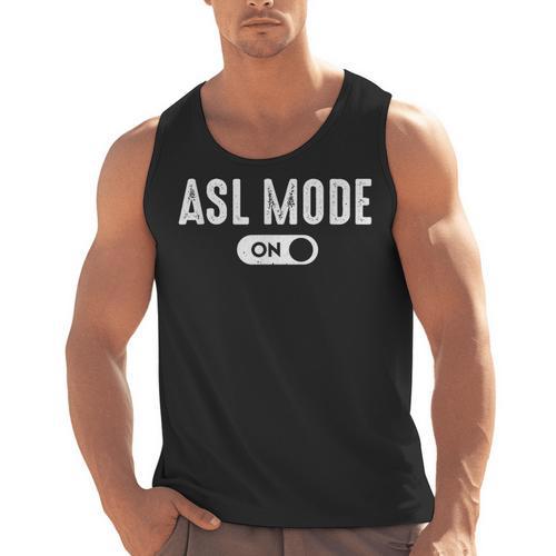 ASL Mode Sign Language Deaf ASL Teacher Men Tank Top - teacherstshirts.com UK