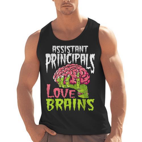 Assistant Principals Love Brains Zombie Teacher Halloween Men Tank Top - teacherstshirts.com